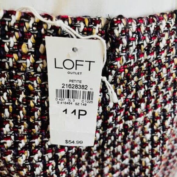 Loft Outlet Tweed Mini Skirt Women's 14P Petite Casual Maroon Career Office - Picture 4 of 6